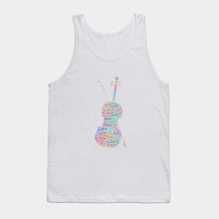 Violin Orchestra Silhouette Shape Text Word Cloud Tank Top